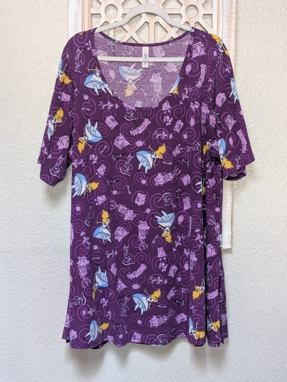 Lularoe Alice in Wonderland tunic top plus size 3XL purple Disney classic resort